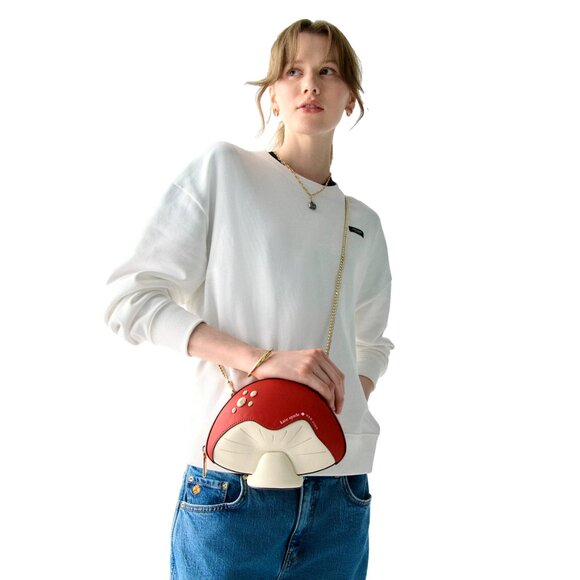 New Kate Spade 3D Mushroom Crossbody Smooth Leather Ruby Red Multi - Picture 2 of 5